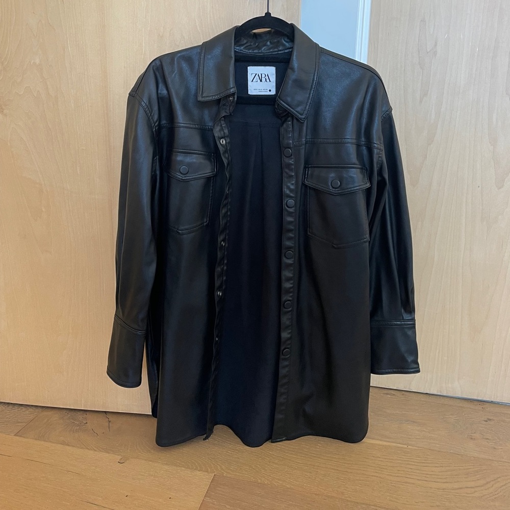 Zara faux leather shacket